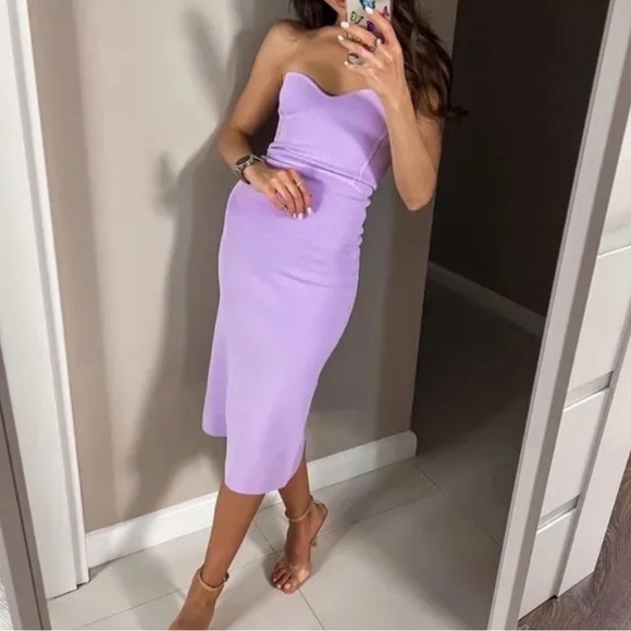 ZARA SWEETHEART PURPLE DRESS - Picture 3 of 10